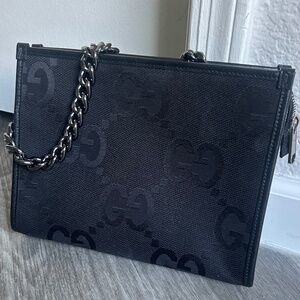 Authentic Gucci Black Jumbo GG Pouch B
